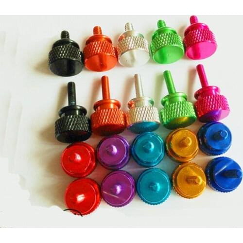 20PCS 6#-32*6.5/12 Aluminum alloy computer case side panel hard disk hand screw knurling thumb screw color nail