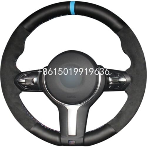 Black Suede Leather Steering Wheel Cover for BMW F87 M2 F80 M3 F82 M4 M5 F12 F13 M6 F85 X5 M F86 X6 M F33 F30 M