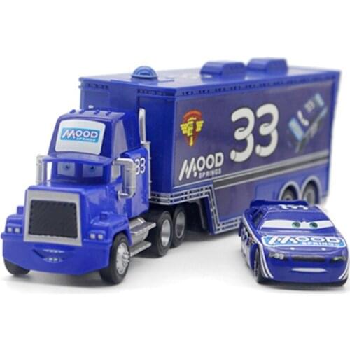 Disney Pixar Cars Lightning Mcqueen 2pcs No.33 Mood Mack Truck & Racer Metal Alloy And Plastic Model Toys Car Gift For Childrens