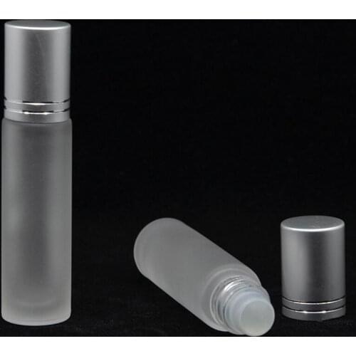 10ml 1/3oz Frosted Glass Roll On Essential Oils Perfume Bottles With Metal Roller Ball And Brushed Alu Cap LX3242