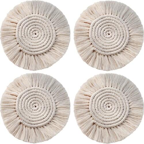 Cotton Braid Coaster Handwoven Macrame Coasters Cotton Rope Braided Placemats Cup Pad Table Decor Heat Resistant Table Cup Mat