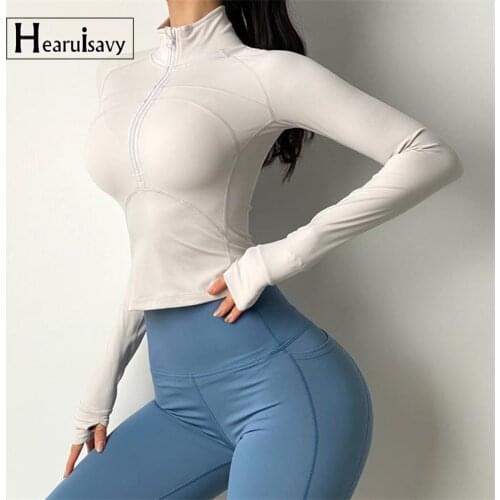 Autumn New Half Zipper Running Jacket Women Elastic Tight Yoga Crop Tops Sexy Female Outdoor Sports Cycling Long Sleeve Shirts