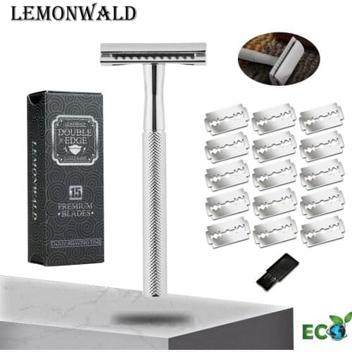 Lemonwald Bright Silver Double-Edged Safety Wet Razor Is A Special Gift For Male Friends, With 5 High-Quality Blades