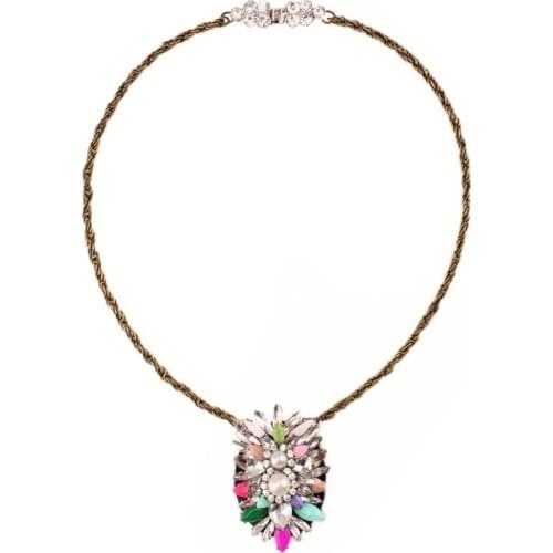 Hot Sale with Retro Vintage Gold Chain Necklace Crystal Charm Simulated Pearl Pendant Necklace for Women Jewelry Accessories