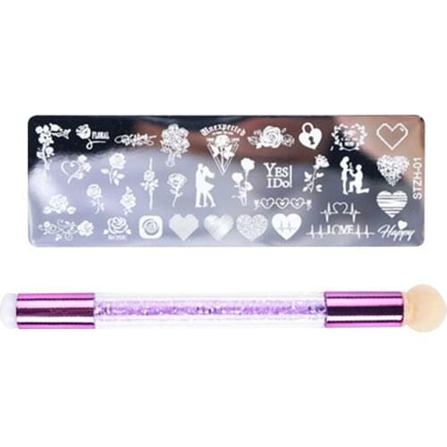 Manicure Tool Exquisite DIY Home Stamping Template With Sponge Pen Nail Art Stencil Set Easy Use Painting Salon Professional