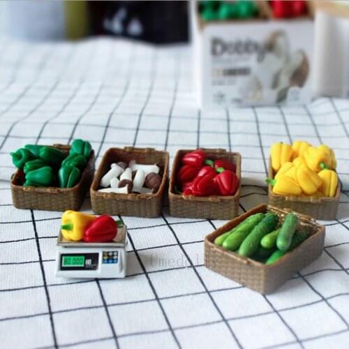 1:12 Miniature Dollhouse Mini Vegetables or Electronic Balance Play Kitchen Mini Food for Barbies Bjd Doll House Furniture Toy