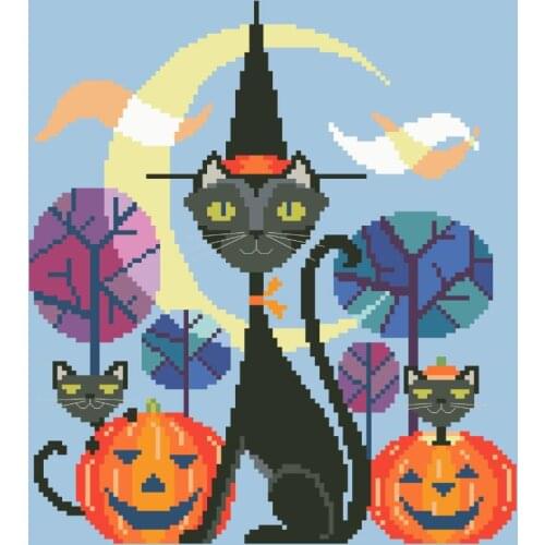 Cartoon cat cross stitch kit aida 14ct 11ct count blue canvas cross stitches needlework embroidery DIY handmade