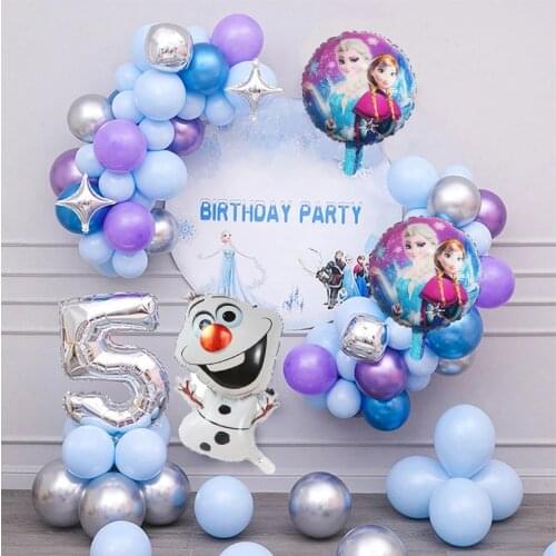 1Set Disney Frozen Balloons Set Olaf Anna Elsa Princess Number Foil Ballon Birthday Baby Shower DIY Globos Supplie Party Decor