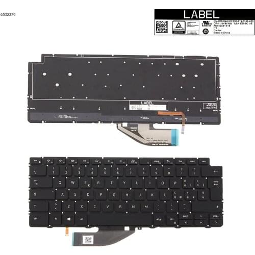 Italian New Replacement Keyboard for Dell XPS 13 7390 2-in-1 Laptop Black with Backlit NO Frame
