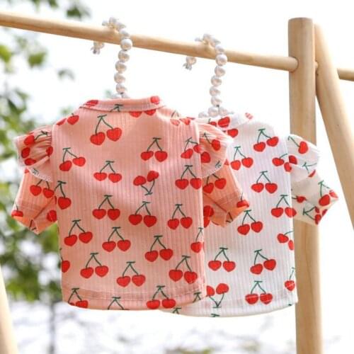 New Summer Autumn Pet Cat Dog Clothes Cute Cherry Printed Vest T-shirt Pet Clothes Puppy Kitten Bottoming Shirt Clothing