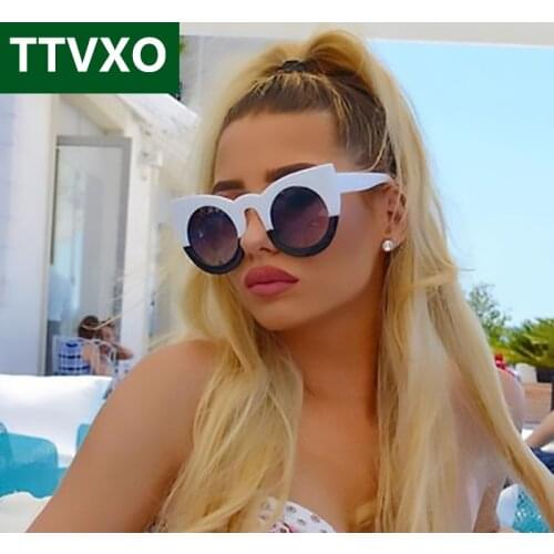 New Cat Eye For Women Fashion Sunglasses Brand Men Vintage Black Oversize Cateye Glasses Goggles Sexy UV400