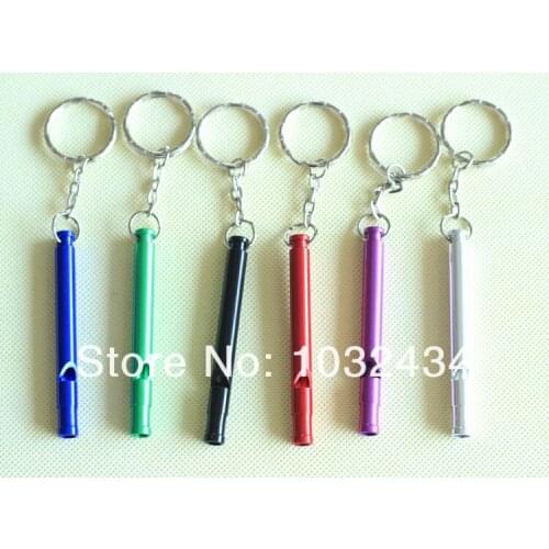 Wholesale 1200 pcs/lot Safety Survival kit Emergency Whistle Key Chain Aluminum Alloy Metal Camping Tools- Free Shipping