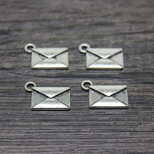25pcs 18*11mm Antique Silver Plated Envelope Charms Filigree Pendants Jewelry Making DIY Floating Charm