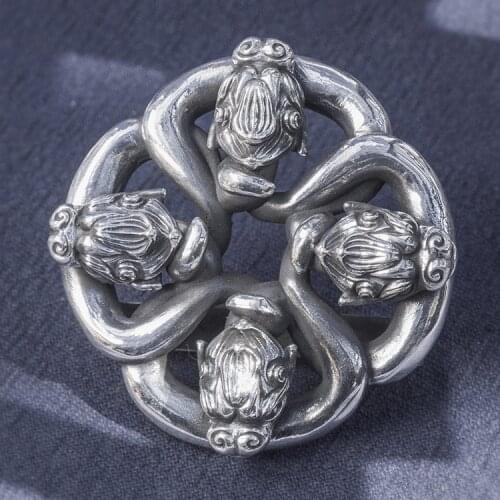 999 Sterling Silver dragon head mens handmade belt buckle buckles jewelry DIY A5260