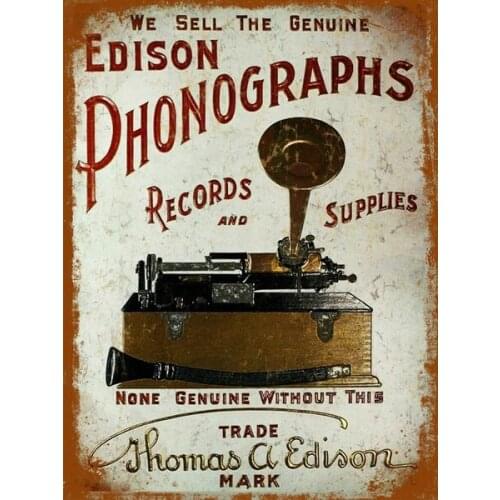 Retro vintage metal plaque tin sign Edison Photographs home kitchen garden cafe hotel wall decor sign 12x8inch