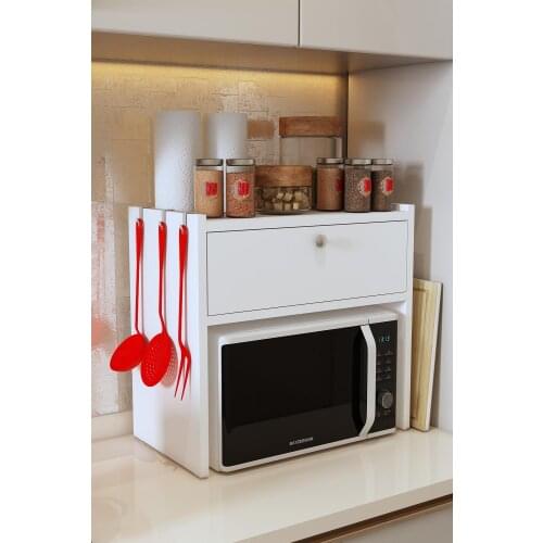 With lid Bread Cabinet Microwave Oven Rack Bench Top Spice Kepçelik Cabinet Mini Cabinet Table Top Lid Wooden White Rack