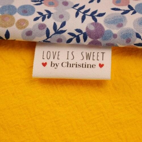 Sewing Labels, Personalized Brand, Custom Logo, Cotton Tags, Business Name, Printing, Heart, Clothing, 30mm x 50mm (MD5221)