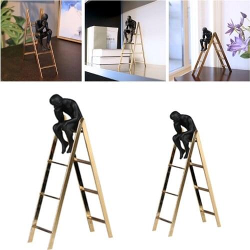 Stairs Thinker Sculpture Figure Decoration Creative Art Ornament Desktop Crafts Home Desk Craft Work Bedroom Decor