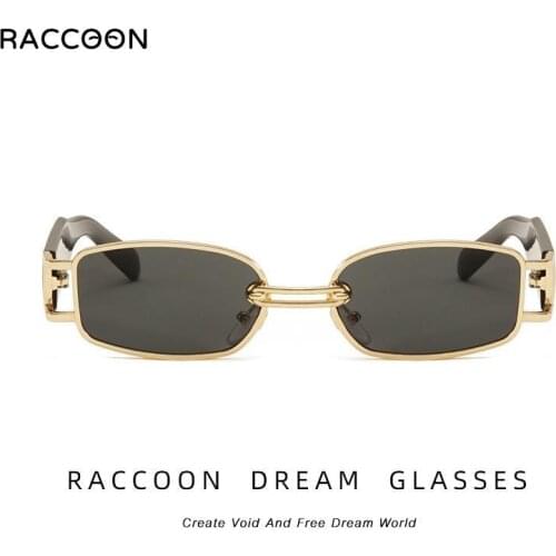 Unisex Rectangular Hip Hop Sunglasses Vintage Metal Square Luxury Sun Glasses Men Women Rectangle Uv400 Driver Goggles Eyewear