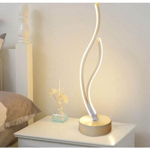 Modern LED Table Lamp Spiral Curved Fashion Desk Lamp Desktop Bedside Art Decorative Lamp For Bedroom Reading Light EU Plug
