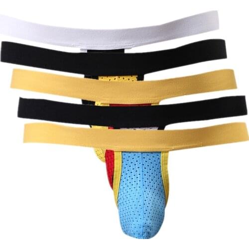 G String Men Thong Underwear Breathable Sexy Nylon Mesh Hole Sexy Mens Bikini Briefs Jockstrap Cueca