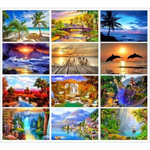 Top Popular 5D DIY Diamond Painting Beautiful Scenery Full Round Embroidery Cross Stitch Mosaic Painting Decor Gift To Family
