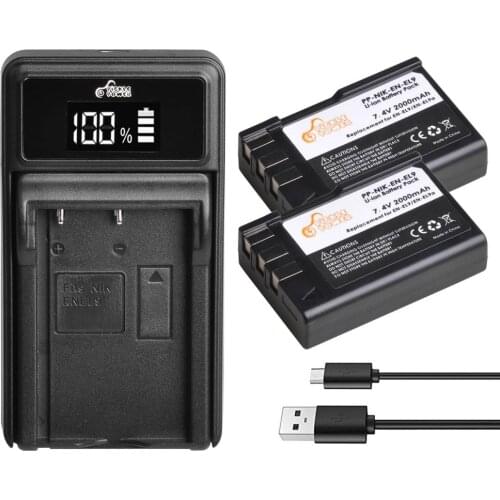 EN-EL9 EN EL9 EN-EL9a EN EL9a EL9a Battery + LED Charger for Nikon D40 D40X D60 D3000 D5000