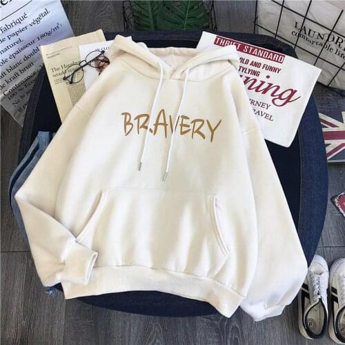 Zuolunouba Winter Women Clothing Long Sleeved Print Letter Harajuku Women Hoodies Sweatshirt Fashion Pocket Lady Pullover Female