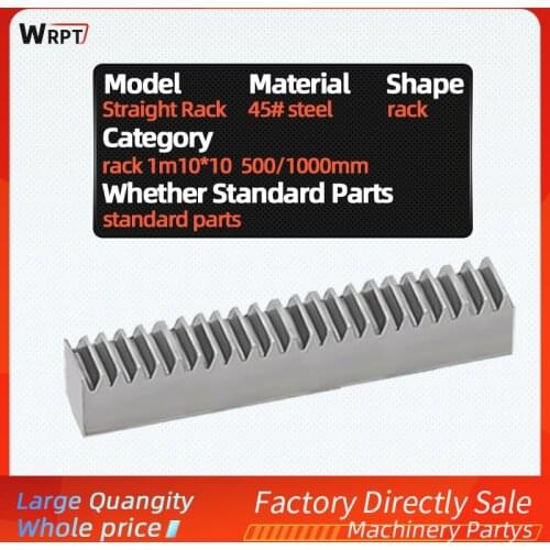 1M spur rack pinion width10mm height 10mm length 500/1000mm 1Mod 1 Modulus High Precision Gear Rack steel