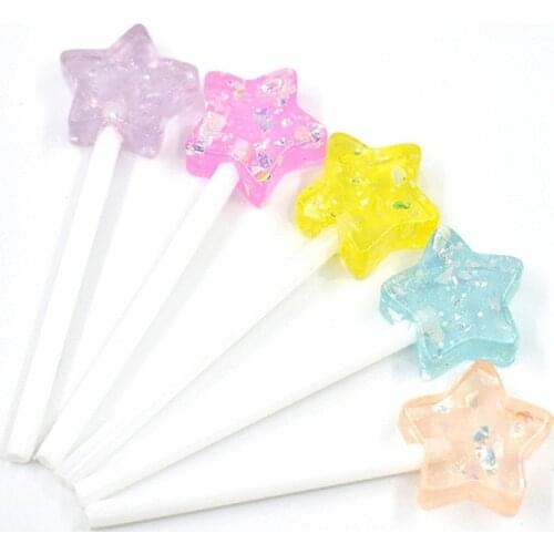 10pcs Resin Lollipop Star Cabochon For Earrings Jewelry DIY accessories Mix ornaments lollipop charms Transparent Star Shape
