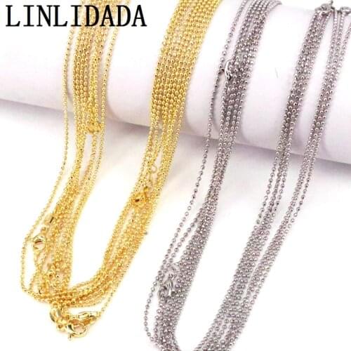 20Pcs Metal Ball Bead Chains Bulk Gold/Silver Color Link Chains for Diy Necklaces Jewelry Making Supplies Active Restock reques