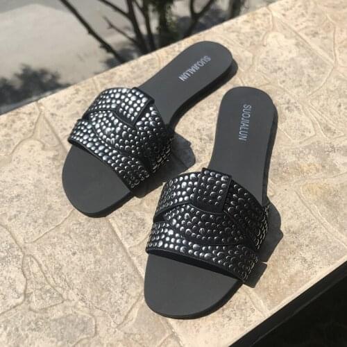 2021 Popular European and American Flat Semi Slippers Versatile Lazybone Womens Shoes Street Slippers