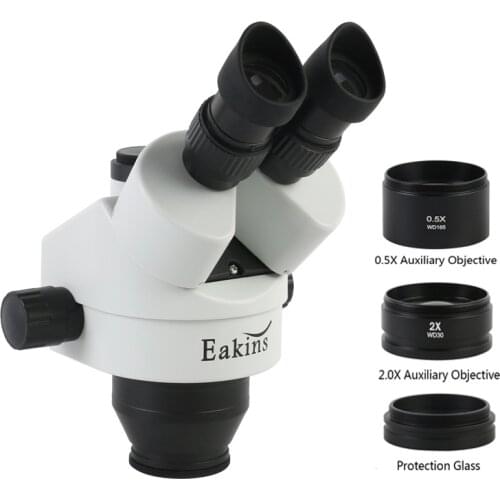 3.5X 7X 45X 90X Continuous Zoom Simul-Focal Trinocular Stereo Microscope Head 0.5X 2X Auxiliary Barlow Lens Microscopio