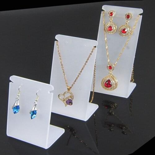 3pcs Acrylic L-Shap Frosted Jewelry Display Stand Earring Necklace Pendant Chain Holder Ear Drop Studs Storage Organizer Rack