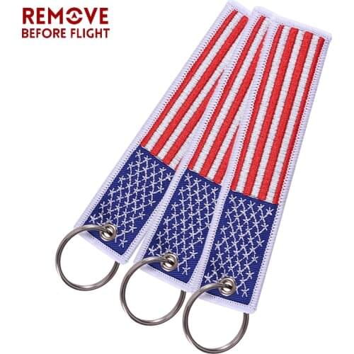 3PCS Fashion Car keychain US Flag Tag keyring Embroidery Cars Key Chain Key Tags Gifts Fobs OEM Jewelry for Chaveiro Para Moto