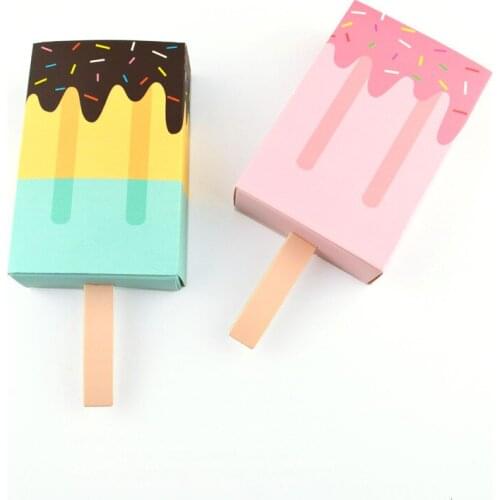 5pcs Ice Cream Shape Wedding Party Favor Box Candy Box Treat Box Ice Cream Gift Box Baby Shower Birthday Party Drawer Gift Bags
