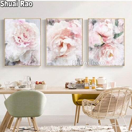 3 piece Diamond painting Pink peony,Rose,Picture Of rhinestone cross embroidery home decoration Abstract wall art Mosaic puzzle