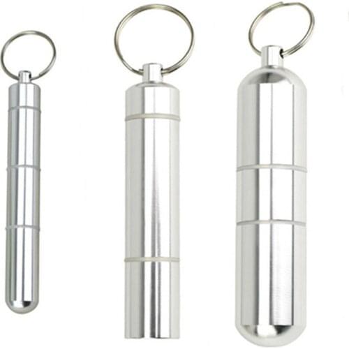 Aluminum Pill Box Case Capsule Keychain Outdoor Survival Waterproof Pocket Pill Holder Container Delicate Medicine Organizer Box