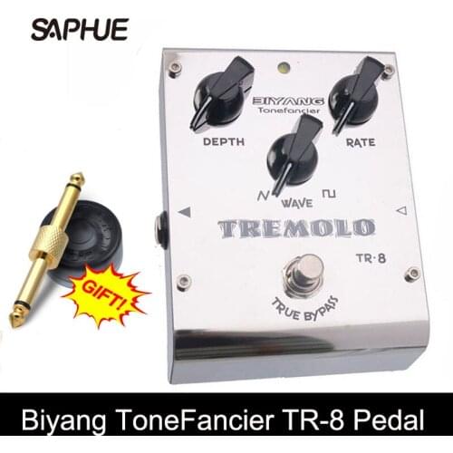 Biyang ToneFancier TR-8 Analog Tremolo Guitar Bass Effect Pedal 2 Wave Form Adjust True Bypass with pedal connector