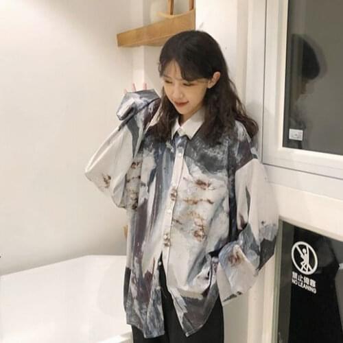 Blouse Women Shirt 2021 Spring Autumn Loose Long-Sleeved Flower Womens Shirt Jacket Blusas Mujer De Moda