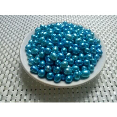 Hot Sale 50pcs Cultured Pearl Beads 6-7MM Light Blue Freshwater Rice Pearls Wholesale Crafts Decoration for DIY Necklace ABH625