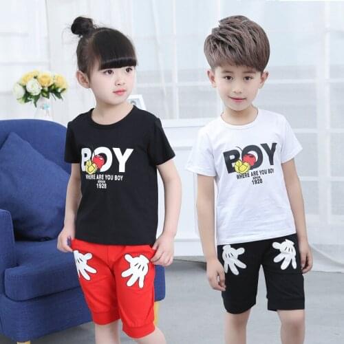 Childrens Clothing Baby Girls Boys Casual Fashion Sets Summer Cotton Costumes Kids Clothes Unisex Letter Tops + Shorts Suit