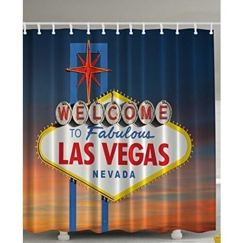 Welcome to Fabulous Las Vegas Nevada Sign Traveler Urban Road Decor Art Fabric Shower Curtain Bath Curtains