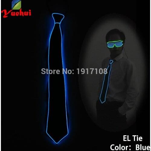 High quality 10 Color Available Luminous Sound active EL Necktie LED tie Light up By Battery Mens Wedding Gift Party Supplies