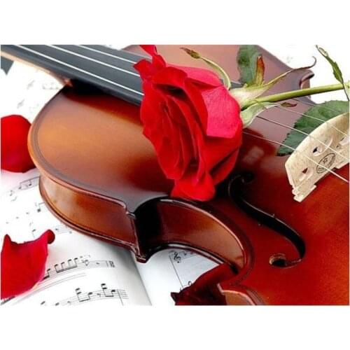 Guitar diamond painting rose flowers violin rhinestone embroidery picture mosaic poster diamond art drawing wall sticker decor