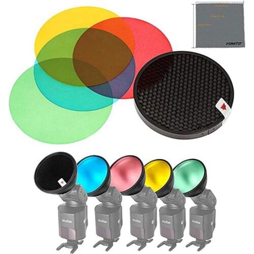 Godox AD-S11 Color Filter Gel Pack with AD-S12 Honeycomb Grid Cover Reflector for Witstro Flash AD200 AD360II AD180 AD360