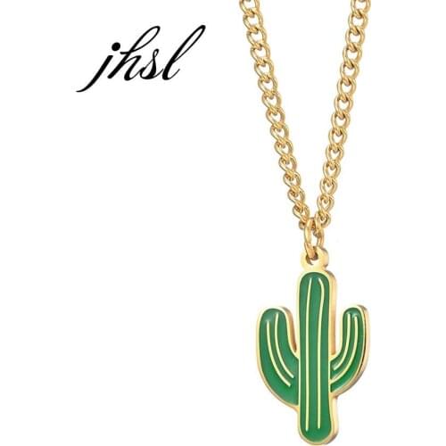 JHSL Men Novelty Cactus Deisgn Pendants Necklace Stainless Steel Fashion Jewelry Boyfriend/ Father/Son Gift