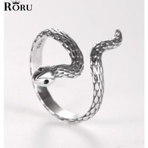 Real 925 Sterling Silver Vintage Dark Snake Rings Greek Myth Evil for Women Men Fashion Punk Style Fine Finger Ring Jewel Gifts