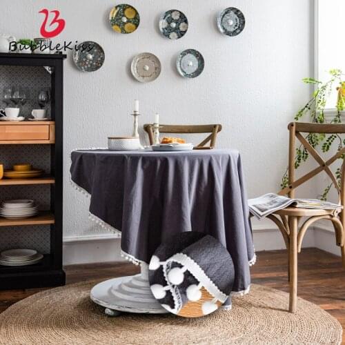 Bubble Kiss Solid Color Round Table Cloth Cotton Elegant Hotel Party Wedding Decoration Tablecloth Dining Coffee Table Cover