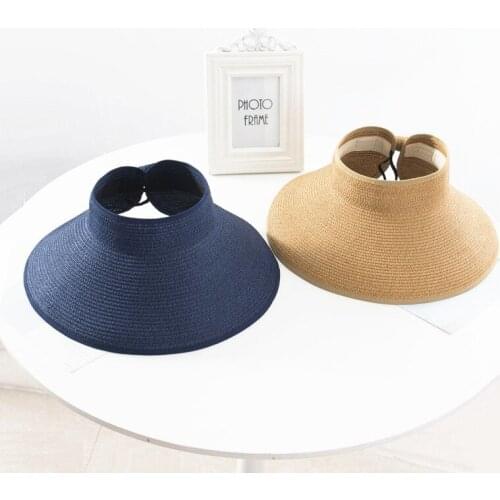 Summer Womens Holiday Beach hat New Wholesale Ladies Girl Topless Empty Bow Sun Visor Hat Sunshade Protection Straw hats